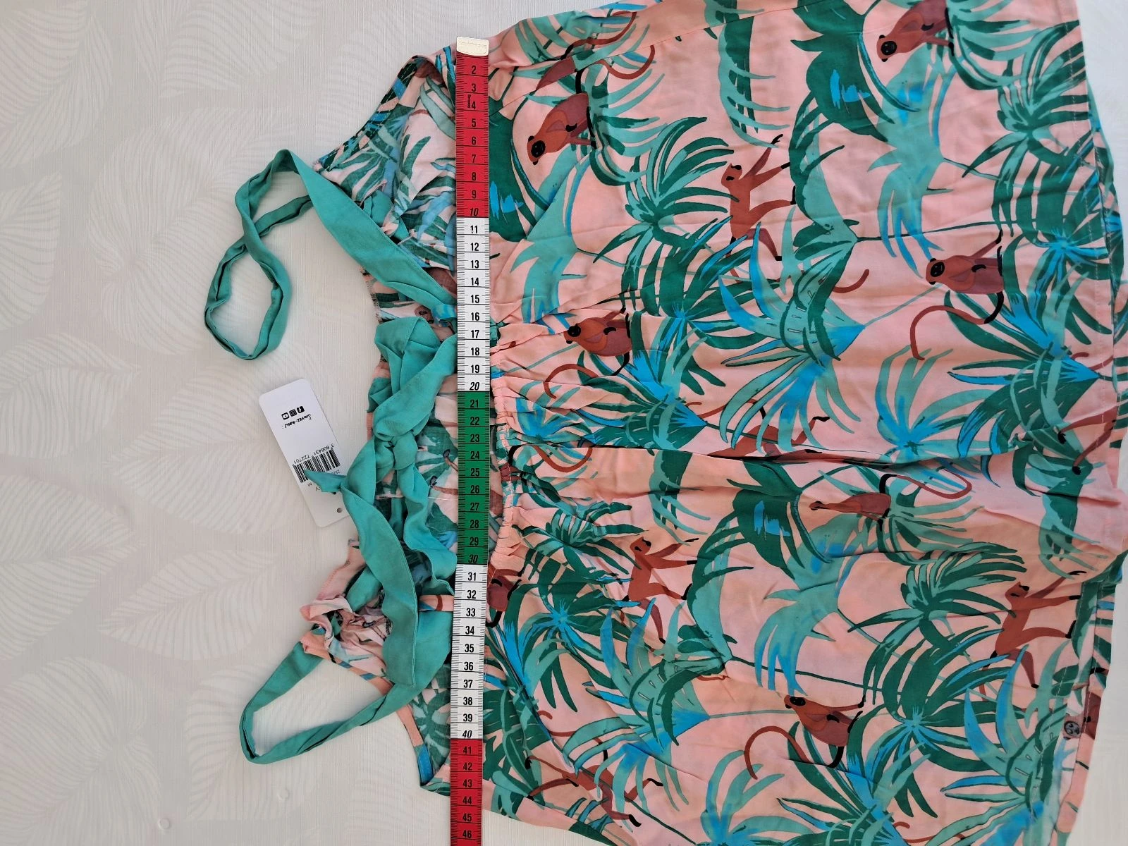 Top con tirantes Darjeeling, con estampado tropical original 38 nuevo (folaje y animales) – photo 11